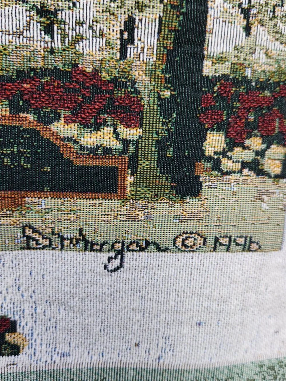 VTG Tapestry Wall Hanging Cottage Scene 1996 D. Morgan 28